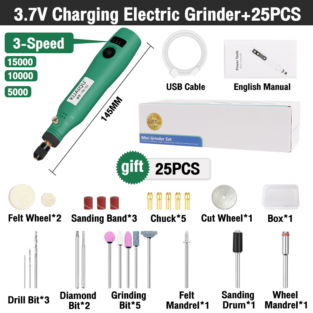 Mini Electric Cordless Drill USB Charging Grinder Machine Variable Speed Engraving Pen Rotary Tools Kit Grinder Set for Milling Polishing Drilling