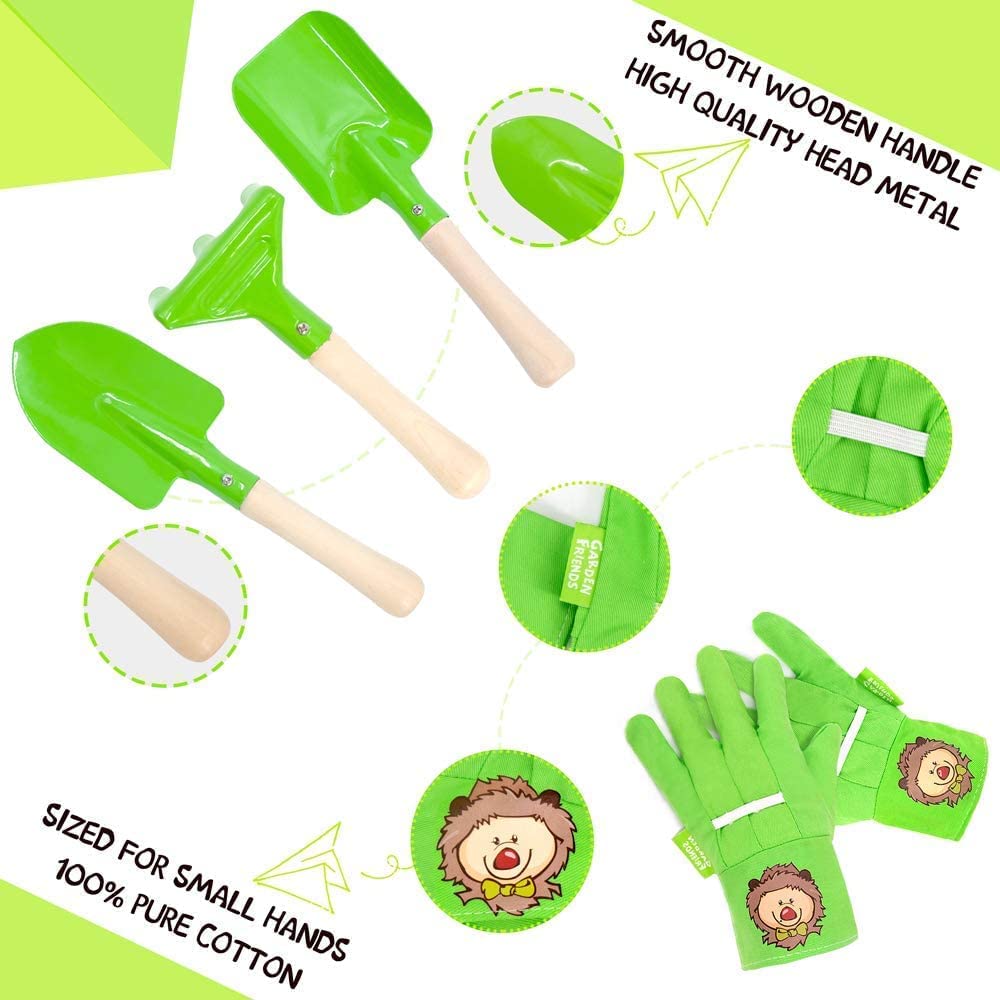 Set Gerobak Anak Altdorff Logam, Tempat Sampah Bayi Hijau yang Mudah Dirakit dan Set Alat Berkebun untuk Anak-anak, Mainan Taman dengan Gerobak Mini, Hadiah Mainan Luar Ruangan di rumah untuk anak-anak