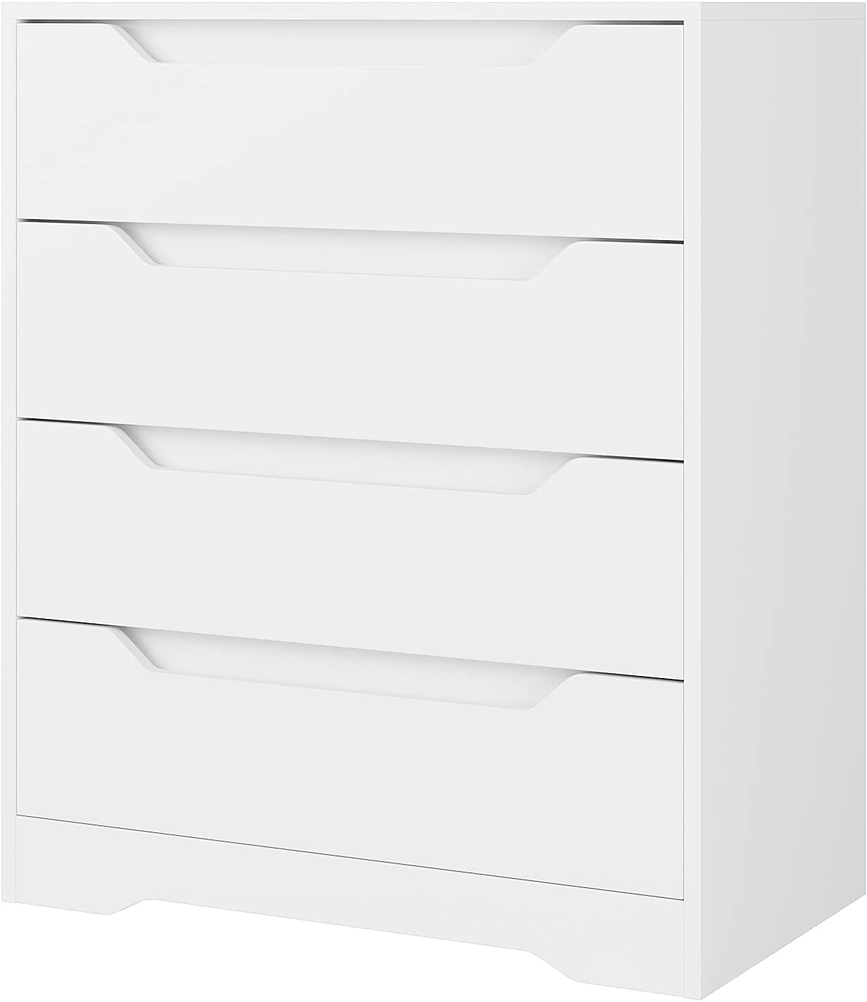 Lemari Pakaian 4 Laci Modern URKNO, Laci Kayu dengan Penyimpanan, Pengatur Pakaian dengan Pegangan Lubang, Lemari Penyimpanan, Kabinet Samping Tempat Tidur untuk Ruang Tamu, Kamar Tidur, Lorong, Coklat Tua