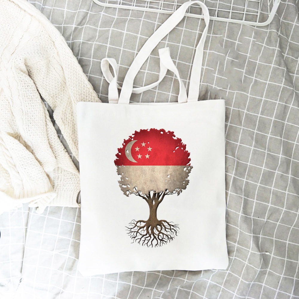 Patriotic Shoulder Bag Tote Bag Fashion Large Capacity I Love SG Totes Singapore Lion City Print Singapore National Day Bags