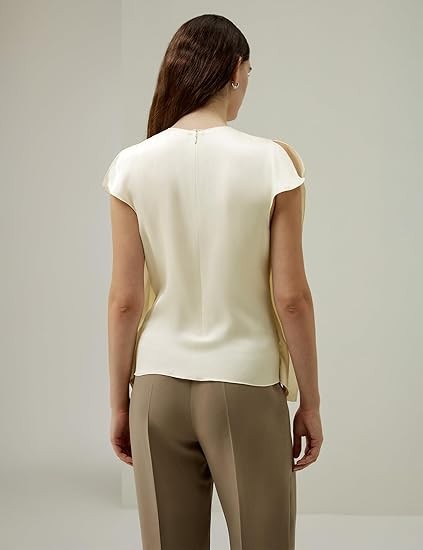 LilySilk Women Cap Sleeve 100% Oeko Silk Blouse Ladies Crewneck Shirt Top