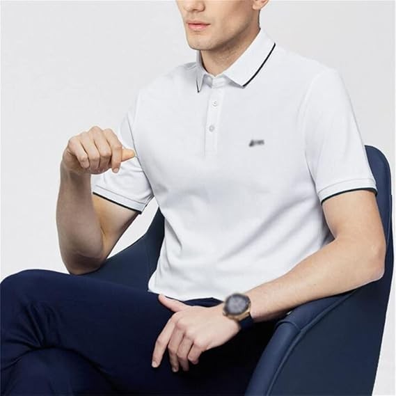 Cotton Short-Sleeved T-Shirt Men Cool Feeling Breathable Business Shirt Short Sleeve