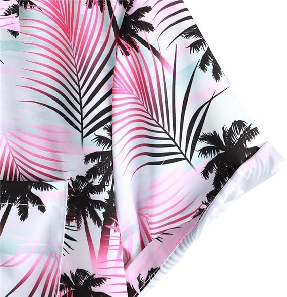 Men's Beach Holiday Short Sleeve Tops Shirt Men's Floral Shirt