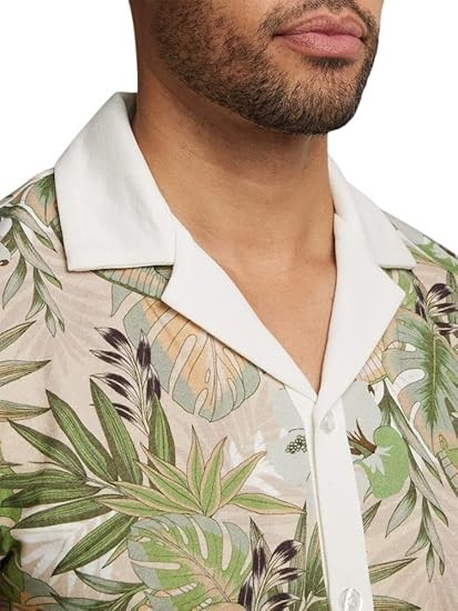 Paul Fredrick Men's Linen Blend Button Front Camp Collar