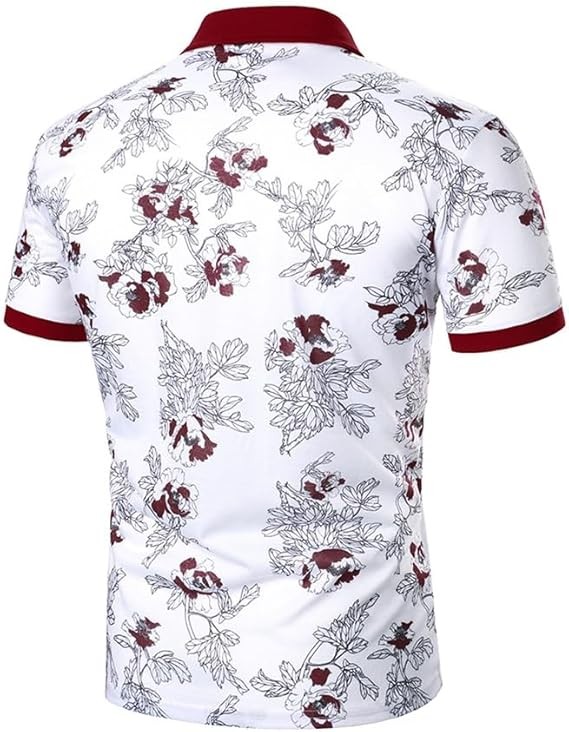 Floral Print Casual Men's Shirt Business Breathable Tops Short Sleeve Cotton Shirt