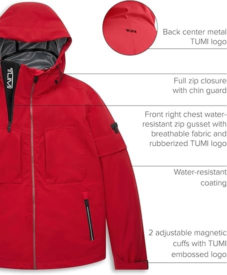 TUMI Men's All-Weather Technical Midweight Mackintosh Gusset Jacket - Breathable Outdoor Men's Jacket