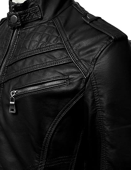 DECIMAL Men's Black Genuine Lambskin Leather Biker Jacket VINTAGE REAL MOTORCYCLE JACKETS FOR MEN